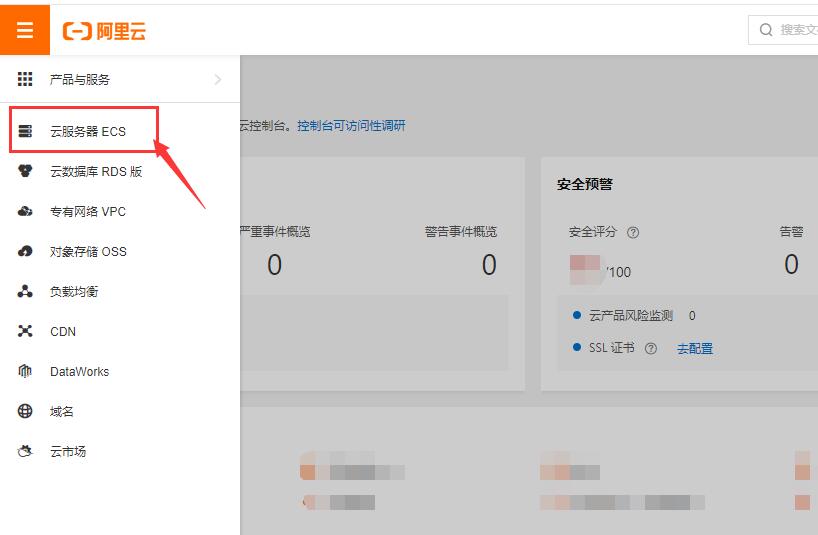 选择云服务器ECS选项