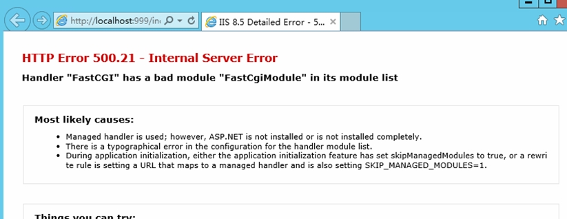 处理程序“phpStudy_FastCGI-在其模块列表中有一个错误模块-FastCgiModule