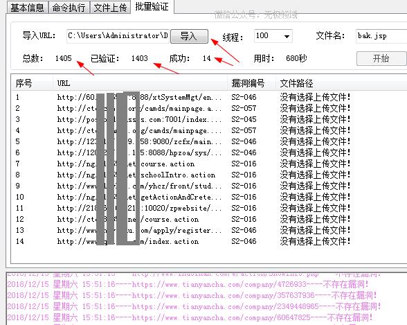 网址导入到“struts2漏洞软件”中