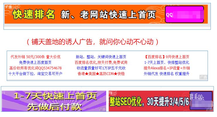 各大站长类网站各类广告截图