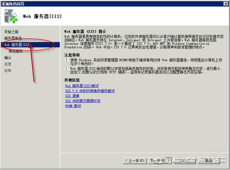 选择web服务器IIS