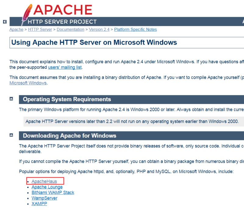 找到Downloading Apache for Windows栏