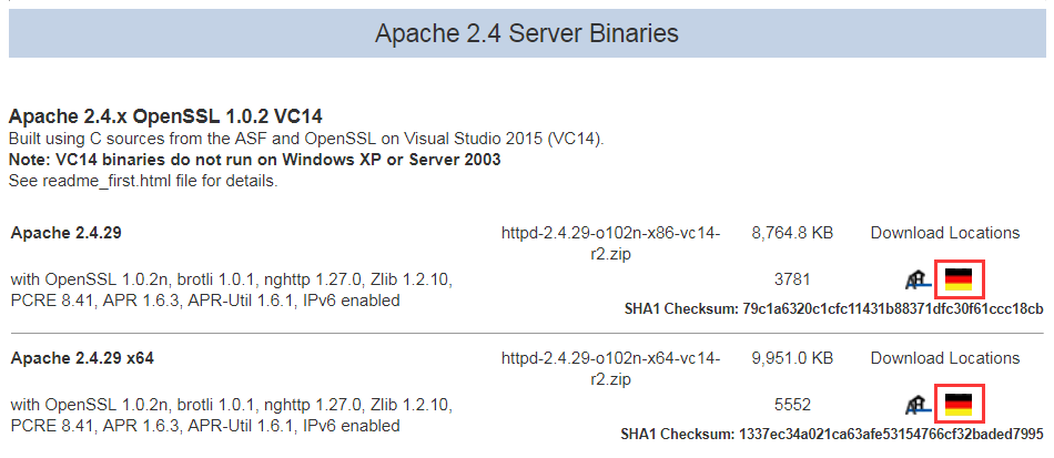 找到Apache 2.4 Server Binaries栏