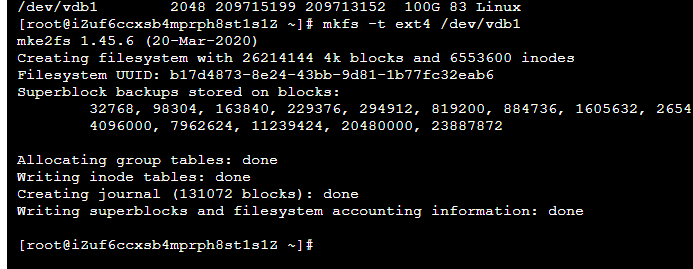 创建Linux服务器数据盘分区系统